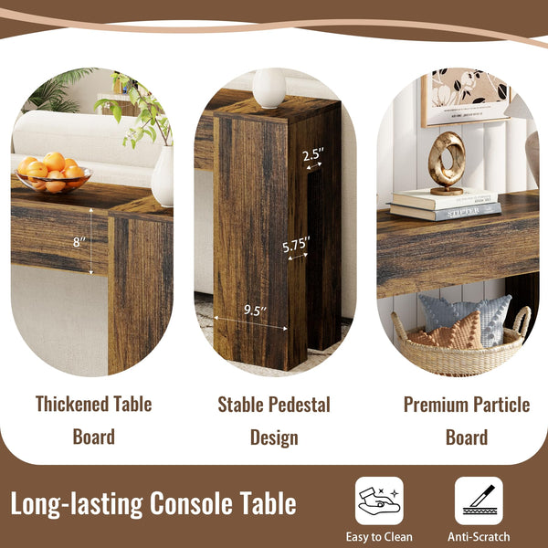 71-Inch Farmhouse Sofa Console Table – Rustic Brown