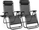 Zero Gravity Outdoor Lounge Chair Set of 2 with Cup Holder & Adjustable Pillow