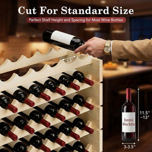 Wooden Wine Rack Freestanding Stackable – 72 or 96 Bottle
