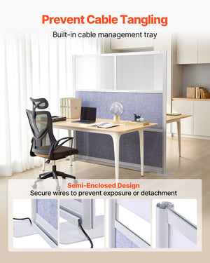 Freestanding Office Privacy Partition with Frosted Windows