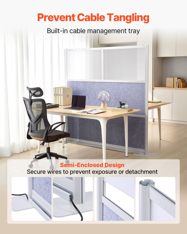 Freestanding Office Privacy Partition with Frosted Windows