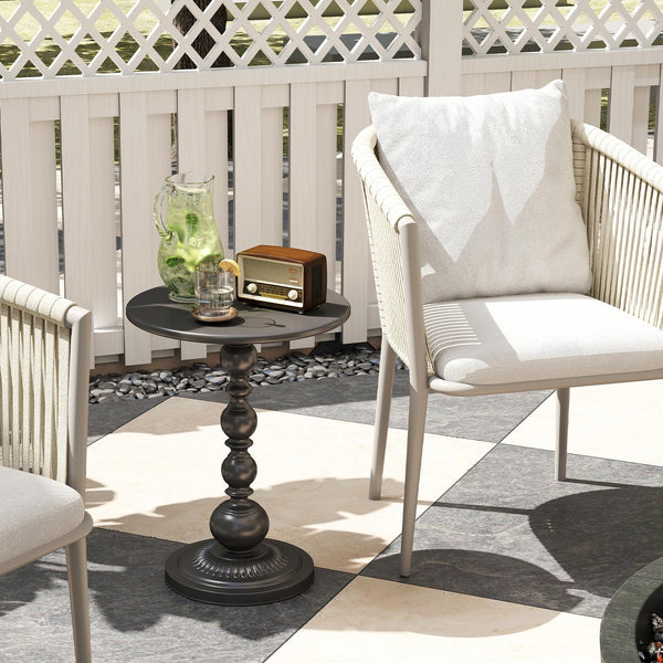 Round Metal Side Table – Small Accent End Table