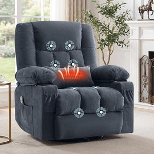 Fabric Reclining Sofa Set with Cup Holders & Side Pocket