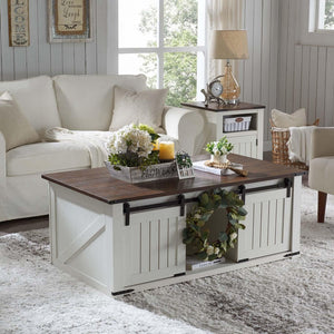 Lift Top Coffee Table with Sliding Barn Door