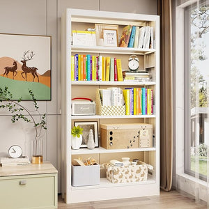 5-Tier Metal Bookcase with Adjustable Shelves