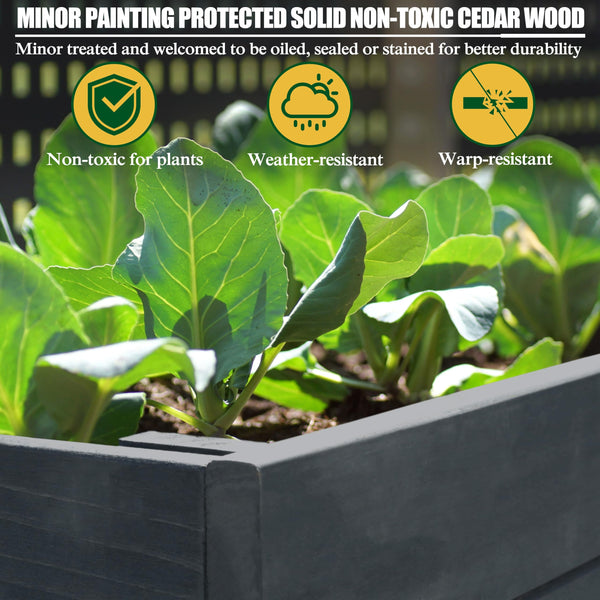 Cedar Raised Garden Bed 6x3x2FT with Wheels, Legs & Liner