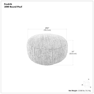 30-Inch Round Genuine Leather Pouf Ottoman