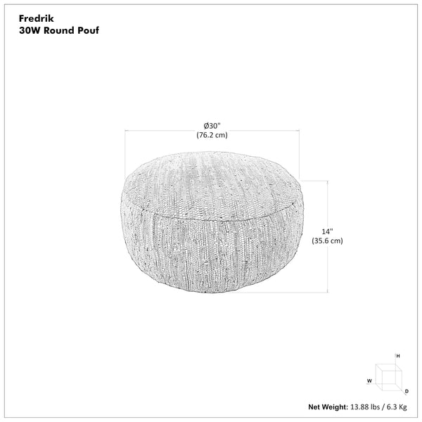 30-Inch Round Genuine Leather Pouf Ottoman