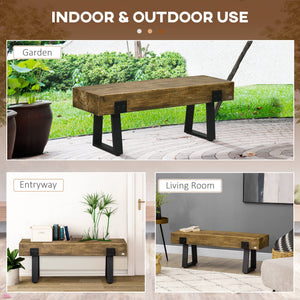 Rustic Concrete Garden Bench with Metal Legs