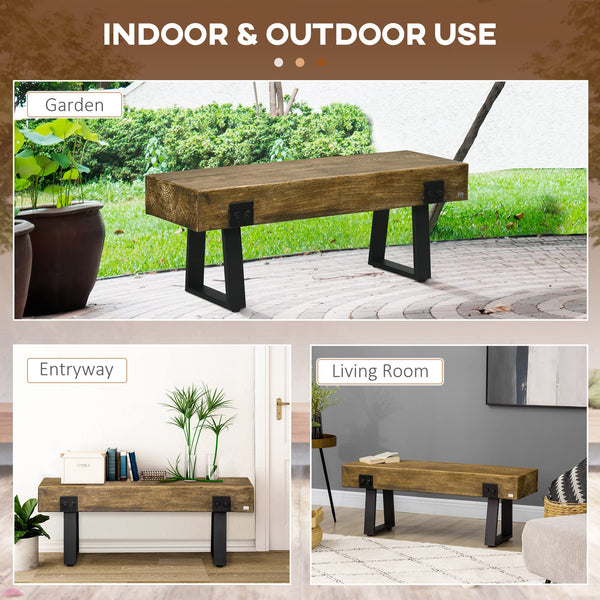 Rustic Concrete Garden Bench with Metal Legs