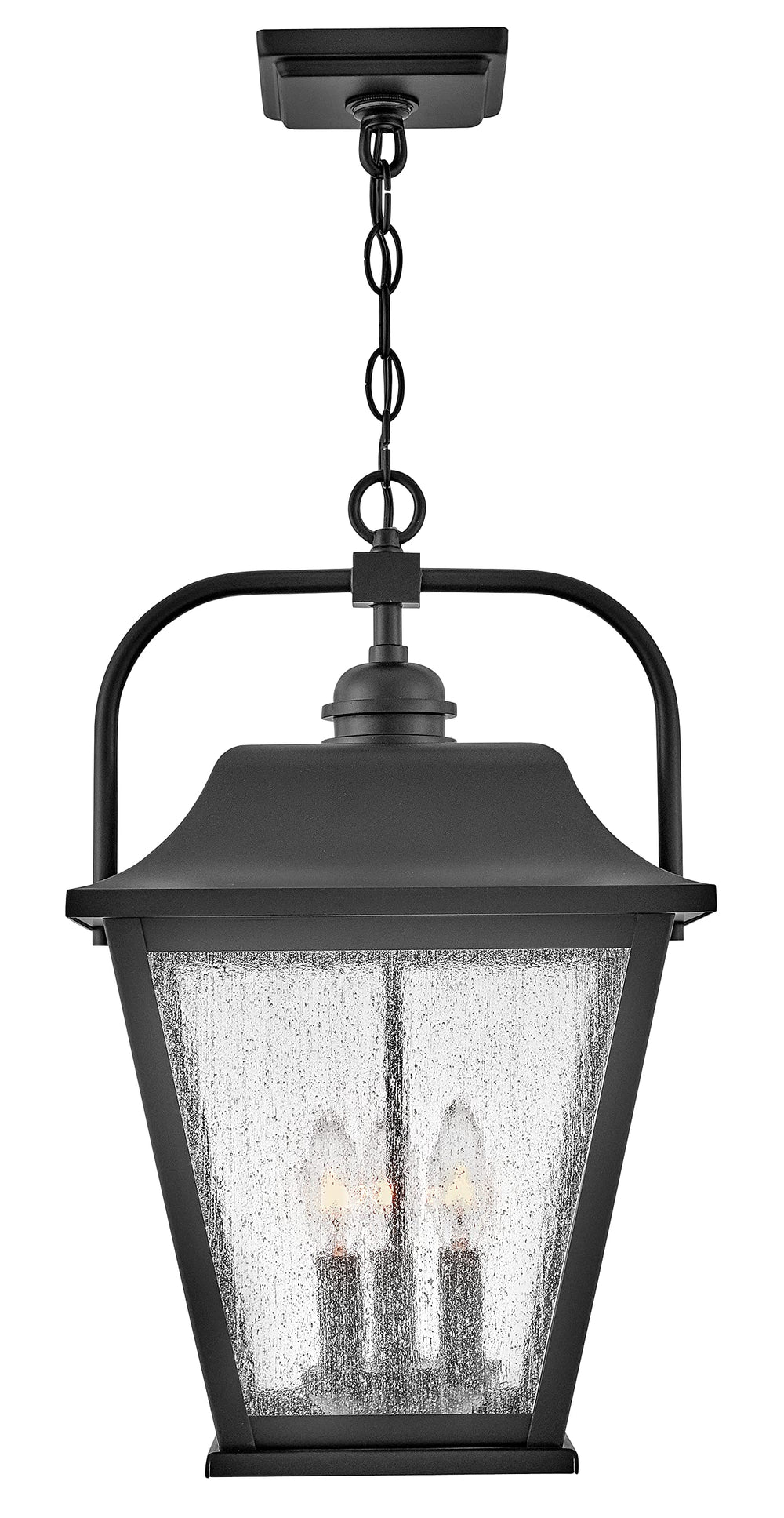 Black Aluminum Outdoor Hanging Lantern with Clear Seedy Glass