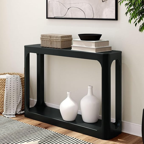 Solid Wood Console Table with Storage Shelf