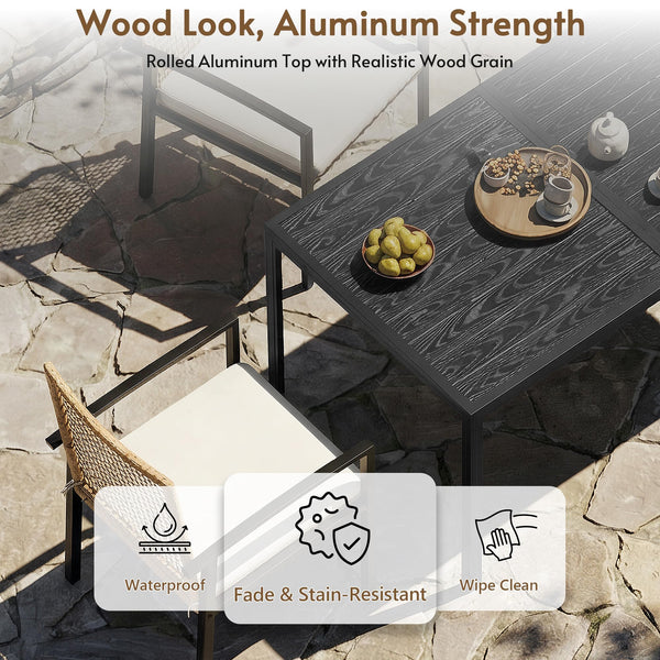 7-Piece Outdoor Patio Dining Set for 6 with Wicker Chairs & Cushions