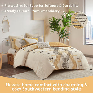 Boho Cotton Comforter Set – Full/Queen Geometric Bedding