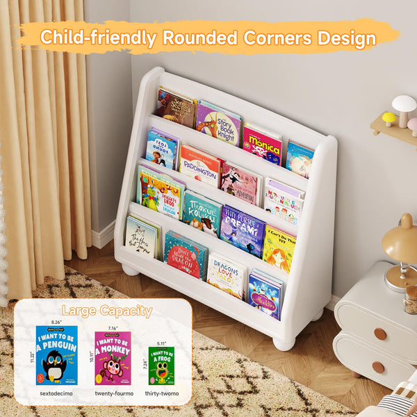 4-Tier Kids Bookshelf with Rounded Corners