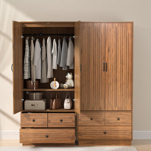 Armoire Wardrobe Closet with Drawers, Hanging Rod & Shelves