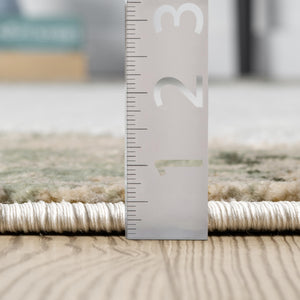 Beige & Green Border Washable Area Rug