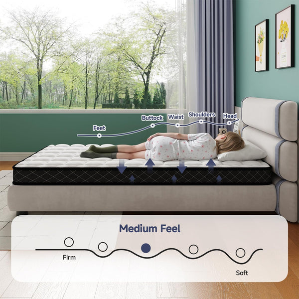 Twin Pillow Top Memory Foam Mattress – Medium Firm, Cooling Gel, 5 Inch