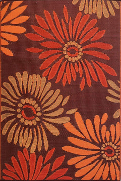 Reversible Outdoor Plastic Rug – Daisy Rust 6' x 9'