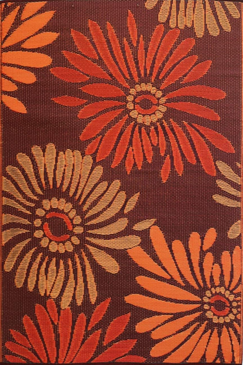 Reversible Outdoor Plastic Rug – Daisy Rust 6' x 9'
