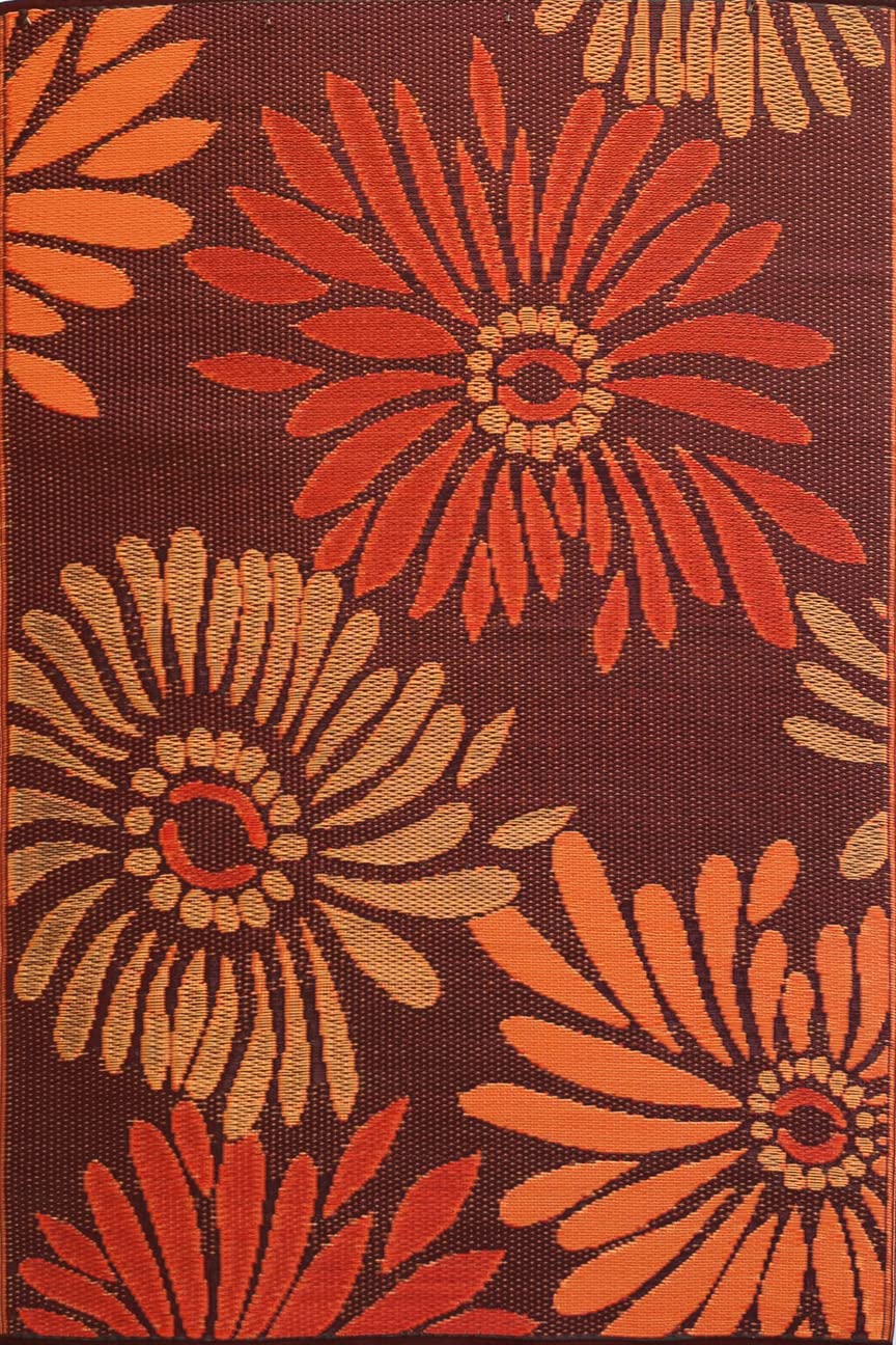 Reversible Outdoor Plastic Rug – Daisy Rust 6' x 9'