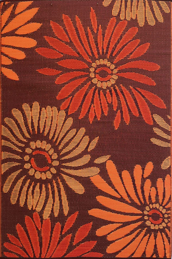 Reversible Outdoor Plastic Rug – Daisy Rust 6' x 9'