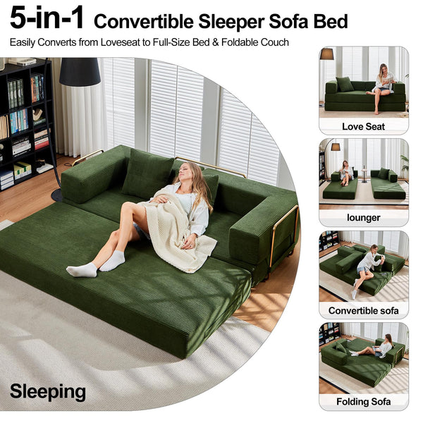 79" Convertible Sofa Bed – 5-in-1 Modular Futon Sleeper Couch