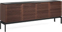 79" Modern TV Stand with Soundbar Shelf, Tempered Glass Top & Cable Management – Fits TVs up to 80"