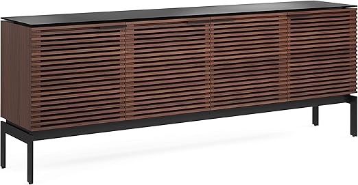 79" Modern TV Stand with Soundbar Shelf, Tempered Glass Top & Cable Management – Fits TVs up to 80"