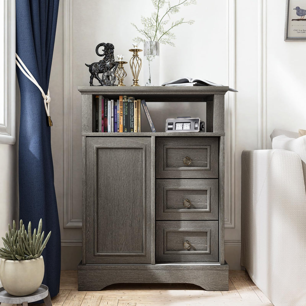 Farmhouse Storage Cabinet with Drawers and Sliding Barn Door