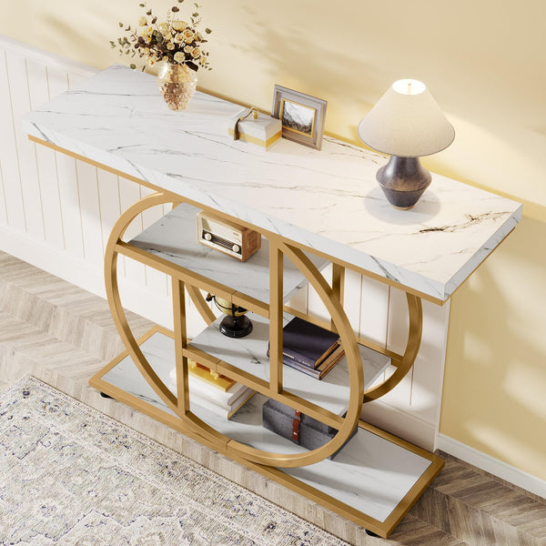 41.3" 4-Tier Console Table with Circle Base