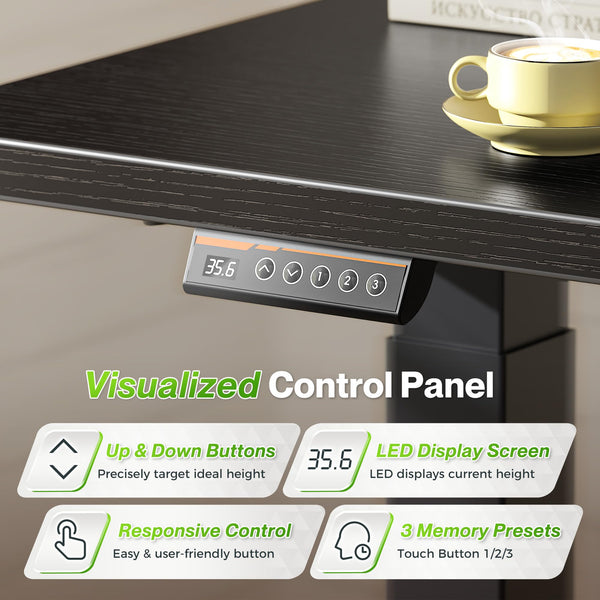 L-Shaped Electric Standing Desk with Power Outlets – 63 x 55 Inch Height Adjustable Corner Desk