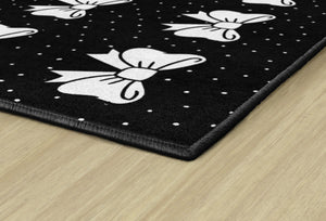Black & White Polka Dot Classroom Area Rug – Nylon, Low Pile, Kids Educational Rug