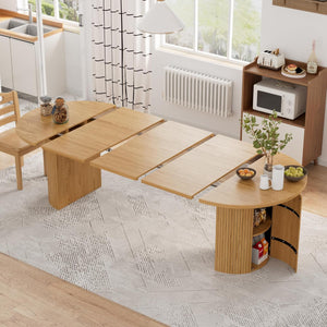 Extendable Oval Dining Table with Storage — Seats 4 to 10