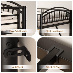 Twin Metal Loft Bed with Guardrails & Ladder