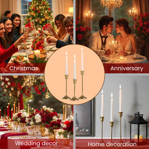 Gold Taper Candle Holders Set – Metal Candlestick Holders