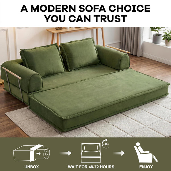 4-in-1 Convertible Modular Floor Sofa Bed — Corduroy Sectional Couch