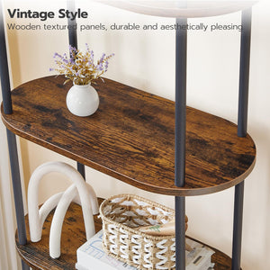 5-Tier Arched Bookshelf with Metal Frame