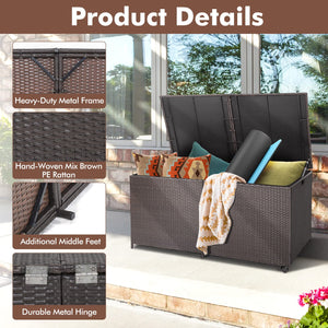Outdoor Wicker Deck Storage Box with Wheels