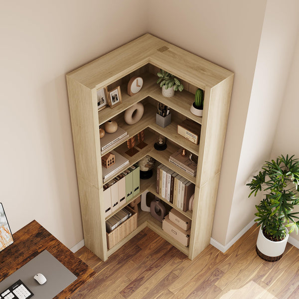 L-Shaped 5-Tier Corner Bookshelf