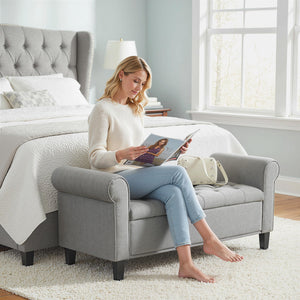 Storage Ottoman Bench with Rolled Arms & Hidden Storage