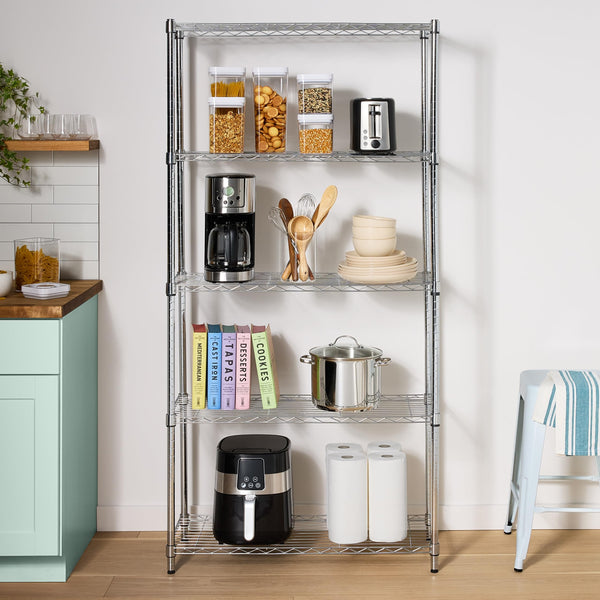 5-Shelf Adjustable Heavy Duty Steel Wire Storage Rack
