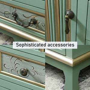 Vintage Accent Cabinet with 5 Drawers & Door