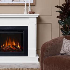 48" Electric Fireplace with Mantel – White