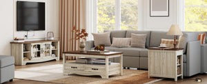 Farmhouse Living Room Table Set 4-Piece with TV Stand, Coffee Table & End Tables