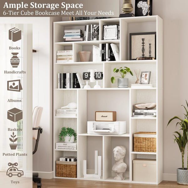 71" H Large Bookshelf with 16 Open Cube Shelves