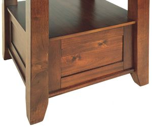 Counter Height Extension Dining Table with Shelf — Medium Brown