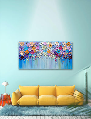 3D Floral Hand-Painted Canvas Wall Art