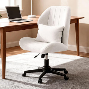 Armless Cross-Legged Swivel Desk & Vanity Chair with Wheels