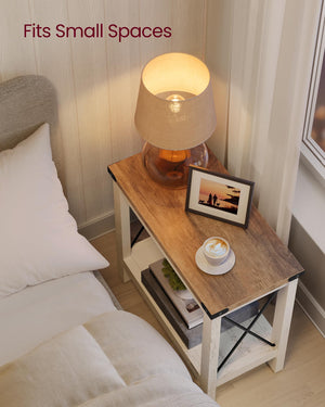 2-Tier Farmhouse End Table with Bottom Shelf
